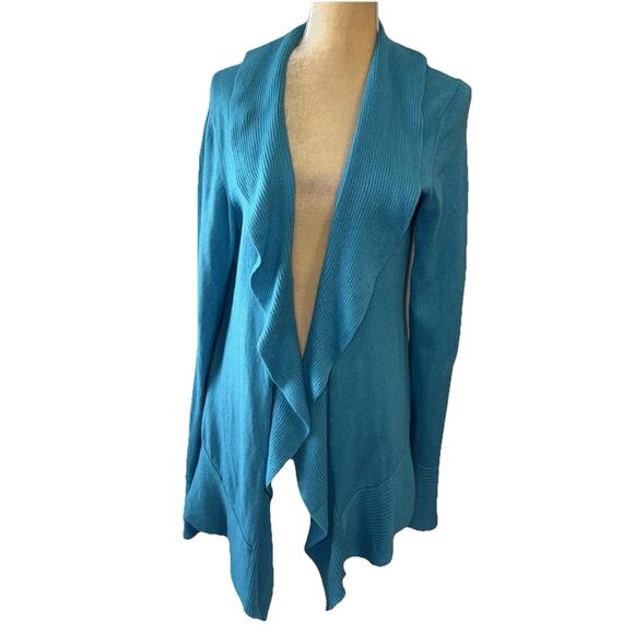 Lilly Pulitzer Turquoise Ruffle Long Sleeve Cardigan Size L - Picture 1 of 11